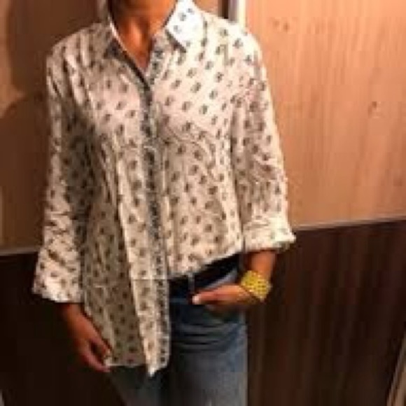 Max Studio black and white boyfriend blouse - Picture 3 of 9